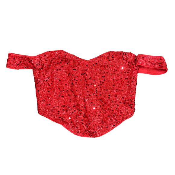 Woman's Sequin Strapless Crop Top in Red, Size M - Picture 1 of 3
